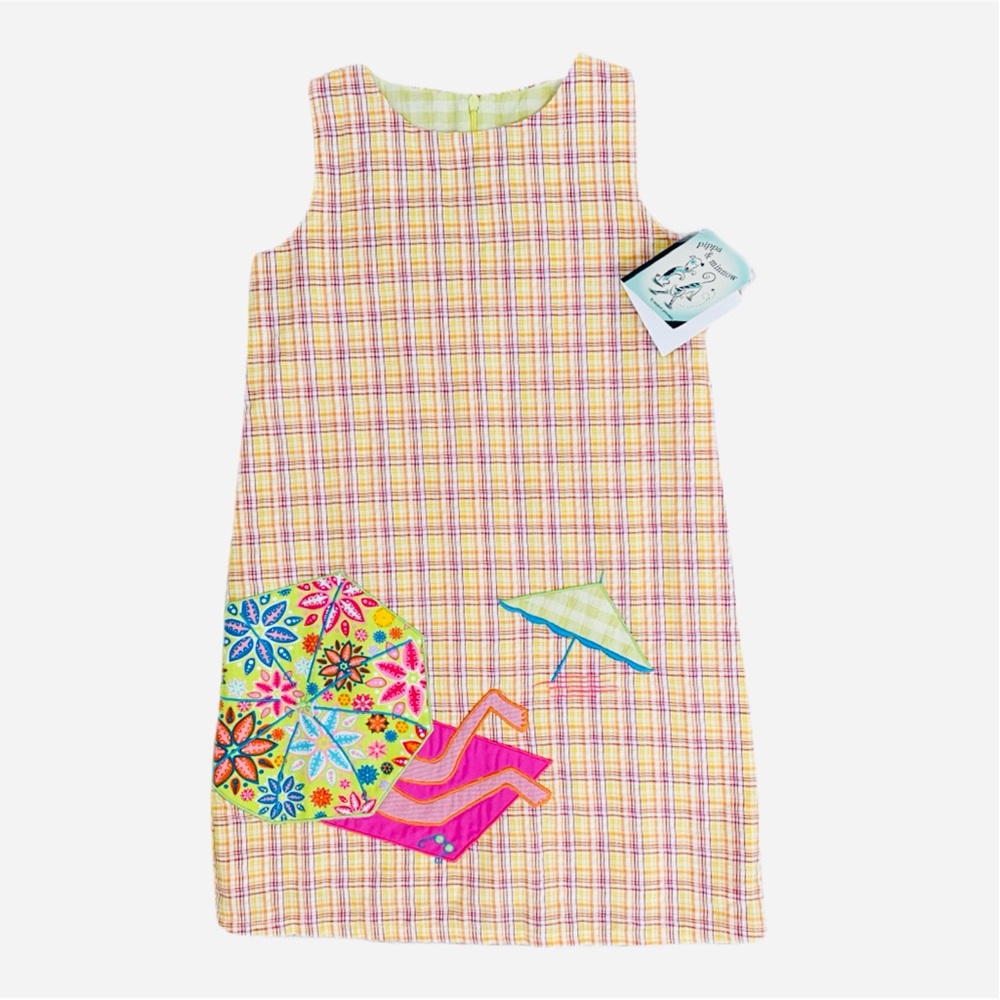 NWT Pippa & Minnow Orange Plaid Sleeveless Dress with Beach Umbrella Size 6